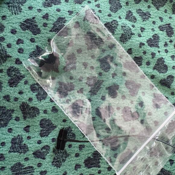 TOPSHOP‎ HEART PRINT PUFF SLEEVE BLOUSE IN GREEN NWOT WOMEN'S SIZE 8 - Picture 10 of 13